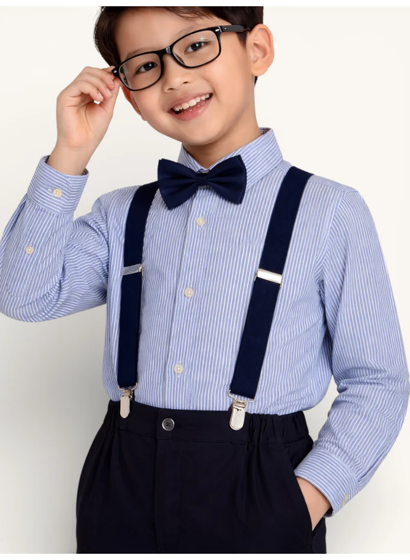 Victor And Jane  Boys 4 Pc set Formal Shirt, Navy Trousers, Suspenders & Bow Tie Set for Men | Best Price UAE